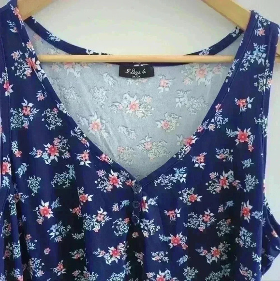 2 DYE 4  | Women's Navy Blue Sleeveless V-Neck Tank Top - Picture 2 of 3